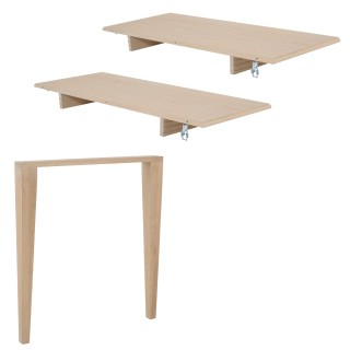 Lot de 2 allonges bois blanchi table ronde d115 pieds fuseau victoria