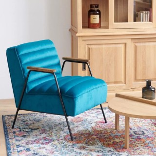 Fauteuil chic et relax en velours et métal LISBOA - HELLIN