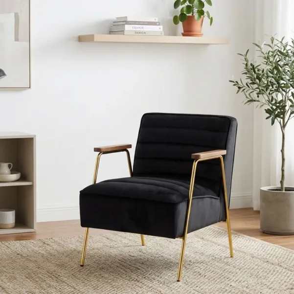 Fauteuil relax en velours et métal doré LISBOA - HELLIN
