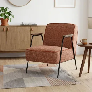 Fauteuil vintage en tissu chiné et pieds métal SINTRA - HELLIN