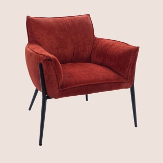 Fauteuil de salon en velours chenille BRIT - HELLIN