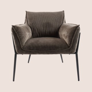 Fauteuil à accoudoirs pieds métal et velours ROXANE - HELLIN