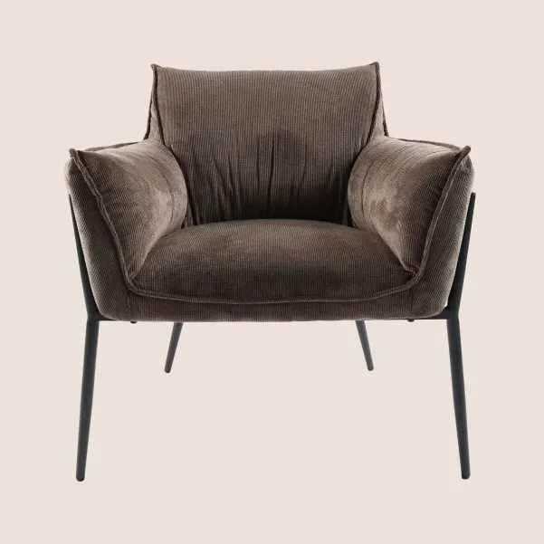 Fauteuil à accoudoirs pieds métal et velours ROXANE - HELLIN
