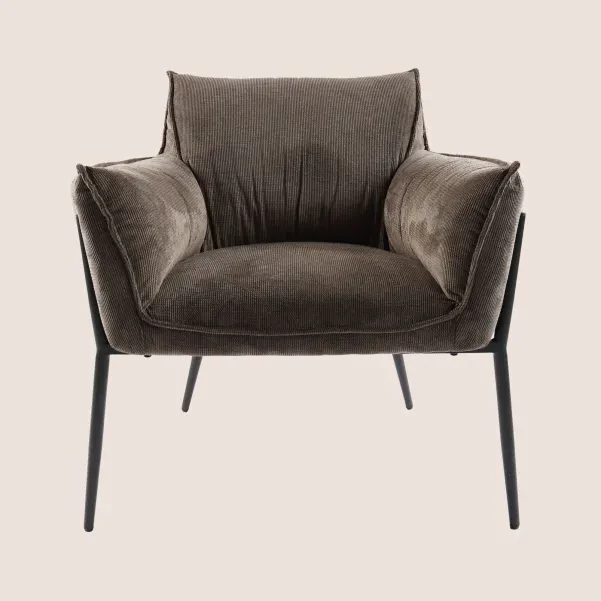 Fauteuil à accoudoirs pieds métal et velours ROXANE - HELLIN