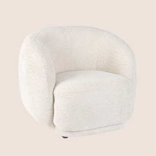 Fauteuil 1 place en tissu bouclette beige ELLA - HELLIN