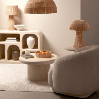 Fauteuil 1 place en tissu bouclette beige ELLA - HELLIN