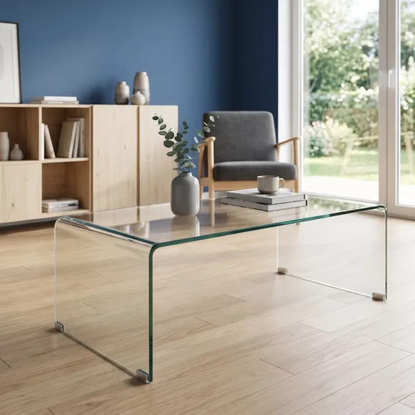 Table basse rectangulaire contemporaine en verre L120 IDORA - HELLIN