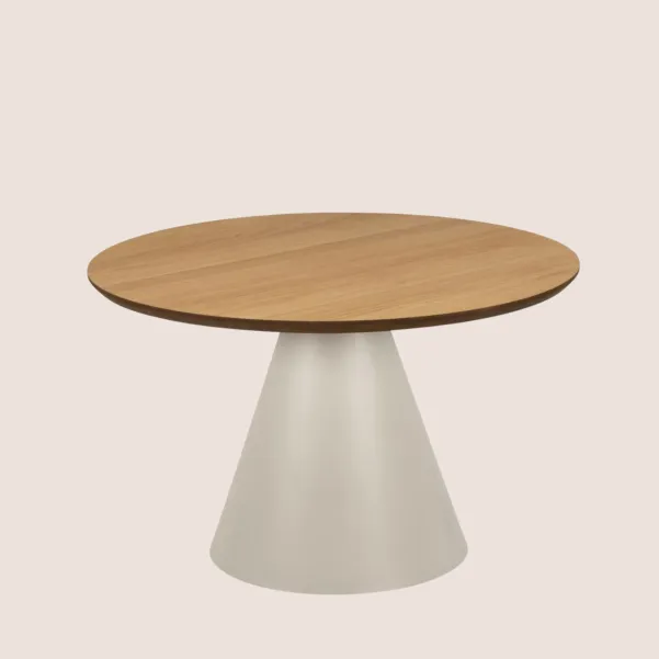 Table basse ronde en bois et métal grège D65 GIROLLE - HELLIN