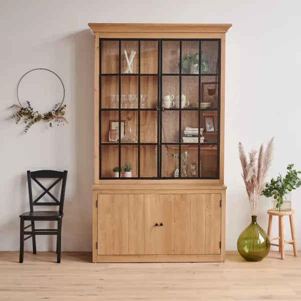 Buffet vaisselier bois et métal VICTORIA : style indus | Hellin