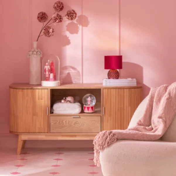 Meuble TV en bois naturel 2 portes 1 tiroir 1 niche ORIGAMI - HELLIN
