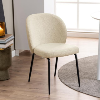 Chaise scandinave en tissu bouclette et pieds en metal noir lot de 2 pamela