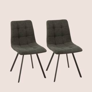 Chaise en tissu et en métal noir ( lot de 2) OLIVIA - HELLIN