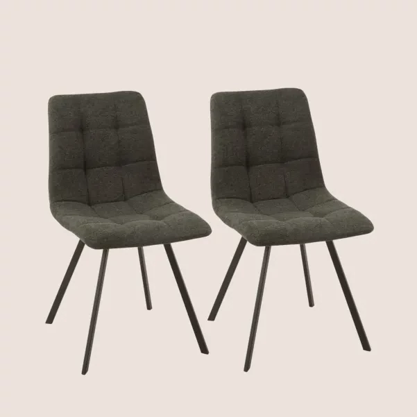 Chaise en tissu et en métal noir ( lot de 2) OLIVIA - HELLIN