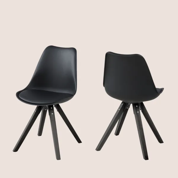Chaise noire en bois et résine : modèle Earl - Hellin