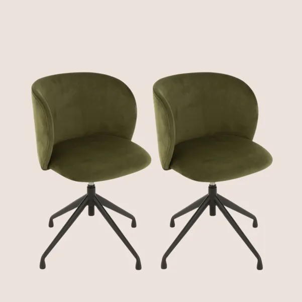 Chaise pivotante réglable en hauteur en velours MIA - HELLIN