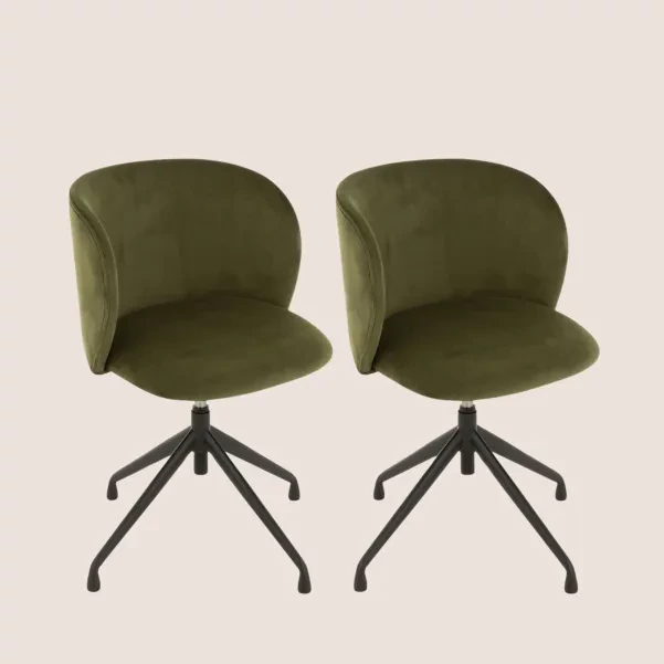Chaise pivotante réglable en hauteur en velours MIA - HELLIN