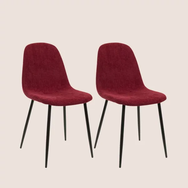 Lot de 2 chaises avec pieds en métal et assise en tissu ZELIE - HELLIN