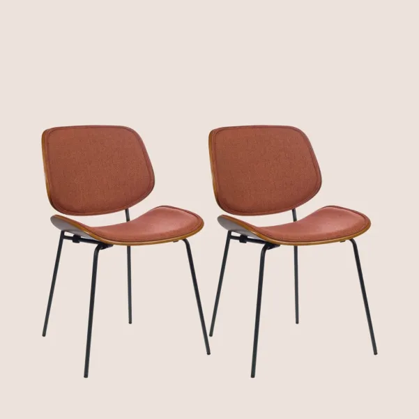 Chaises rétro en noyer et tissu (lot de 2) ELLEA - HELLIN