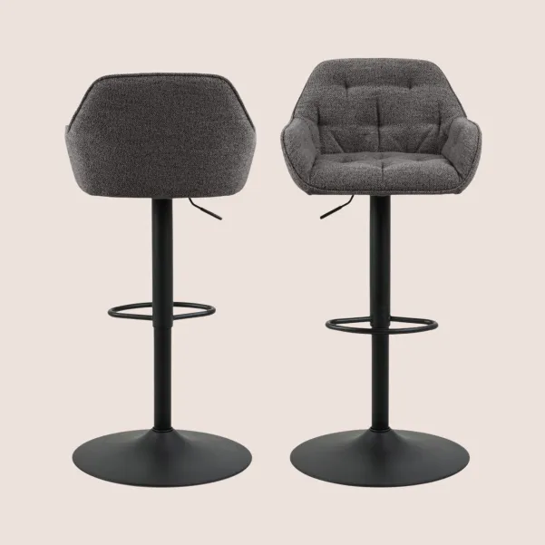 Tabouret de bar en tissu et pied tulipe métal noir (lot de 2) - BROOK
