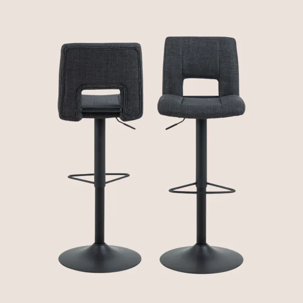 Tabouret de bar en tissu piétement tulipe noir (lot de 2) - SYLVETTE