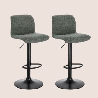 Chaise de bar réglable en tissu et métal noir (lot de 2) RAPHAEL - HELLIN
