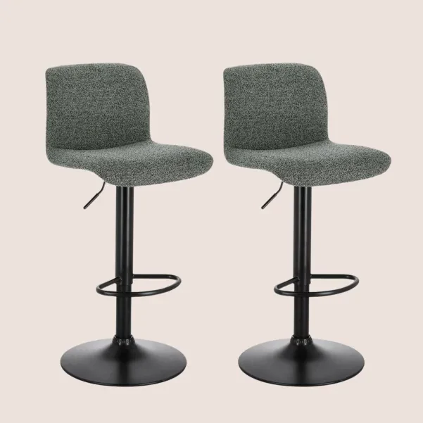 Chaise de bar réglable en tissu et métal noir (lot de 2) RAPHAEL - HELLIN