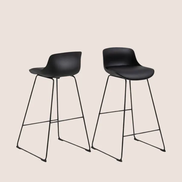 Tabourets de bar en métal et simili (lot de 2) LILIAN - HELLIN