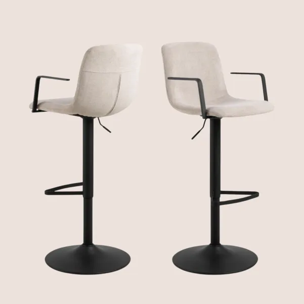 Tabourets de bar réglables et pivotants beiges (lot de 2) NOA - HELLIN