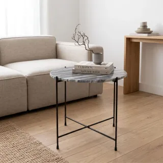 Table basse ronde en marbre et pieds en métal noir D50 MELBA - HELLIN