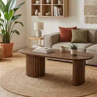 Table basse ovale en manguier contemporaine L130 AGRA - HELLIN