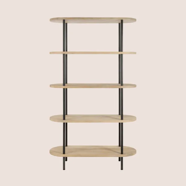 Bibliothèque en bois de manguier et en métal 5 tablettes SALI - HELLIN