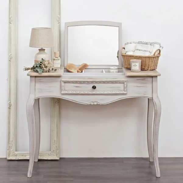 Console coiffeuse en bois avec miroir et rangements GARANCE - HELLIN