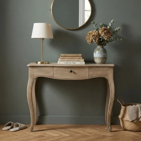 Console classique en bois de manguier 1 tiroir L100 GRACE - HELLIN