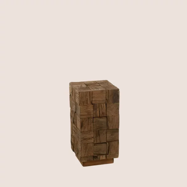 Sellette en bois foncé recyclé H60 ICA - HELLIN