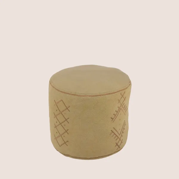 Pouf rond aux motifs brodés en coton BERBERE - HELLIN