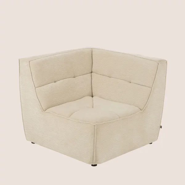 Fauteuil chauffeuse d'angle lounge en velours côtelé LORENZO - HELLIN