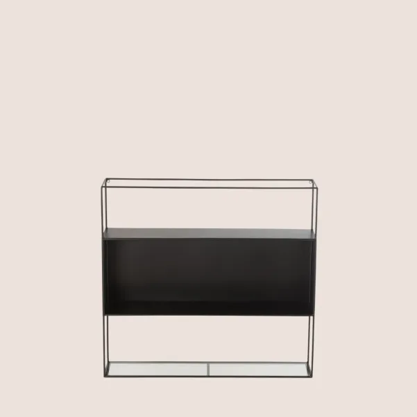 Étagère murale rectangulaire en métal noir et verre LUCE - HELLIN