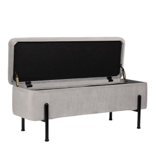 Banc coffre 2 places en velours et piétement noir NINA - HELLIN