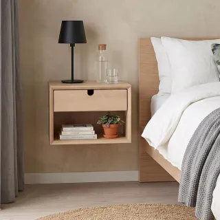 Chevet suspendu rectangulaire en bois avec une niche et un tiroir CENTIOR - HELLIN