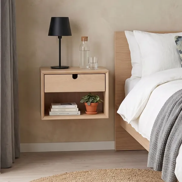 Chevet suspendu rectangulaire en bois avec une niche et un tiroir CENTIOR - HELLIN
