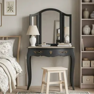 Coiffeuse baroque avec 3 miroirs et un grand tiroir CELESTINE - HELLIN