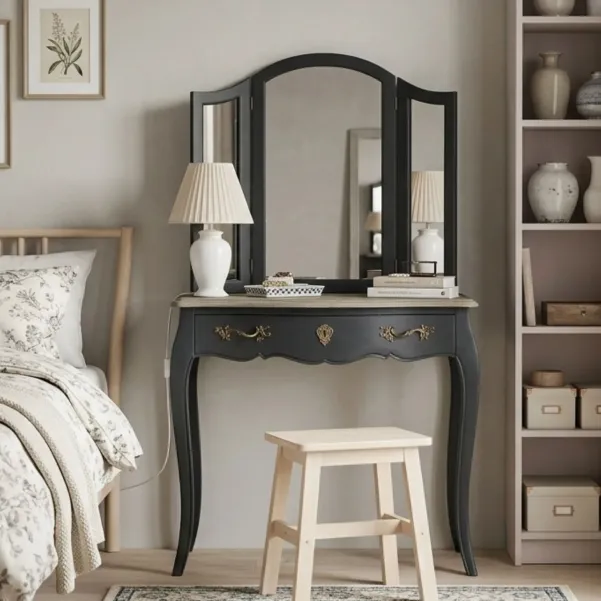 Coiffeuse baroque avec 3 miroirs et un grand tiroir CELESTINE - HELLIN