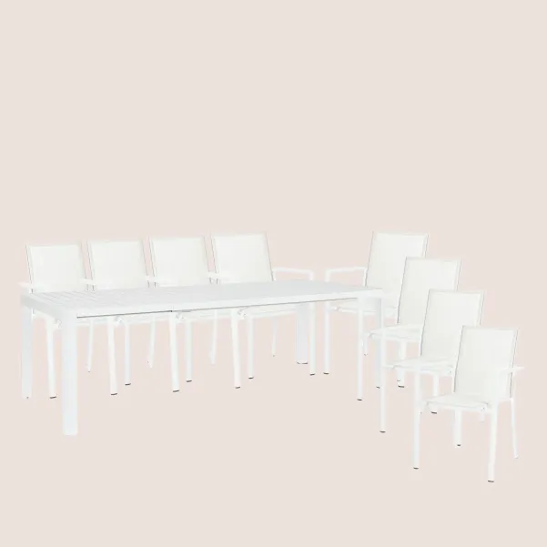 Table de jardin extensible 180/240 et 8 chaises empilables AVIGNON - HELLIN