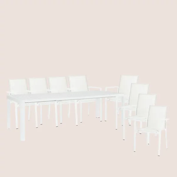 Table de jardin extensible 180/240 et 8 chaises empilables AVIGNON - HELLIN