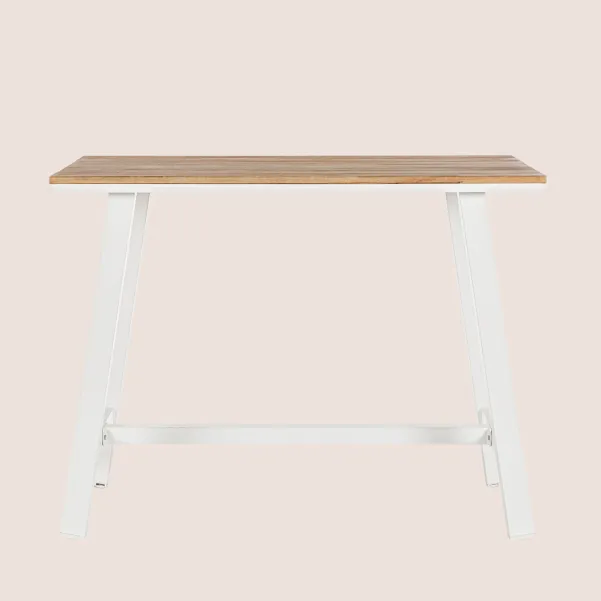 Table bar de jardin en métal blanc L131 BAYONNE - HELLIN