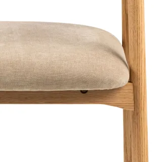 Lot de 2 chaises nordiques en chêne tissu beige chenillé ELYA - HELLIN