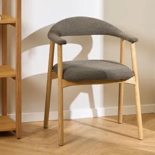 Lot de 2 chaises nordiques en chêne Bouclette taupe ELYA - HELLIN