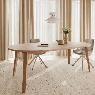 Table ronde extensible en chêne blanchi L120/220 4/6 places ALISIA - HELLIN