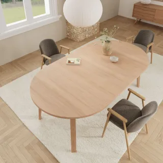 Table ronde extensible en chêne blanchi L120/220 4/6 places ALISIA - HELLIN