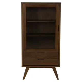 Vitrine scandinave en chêne fumé 1 porte 2 tiroirs ALISIA - HELLIN